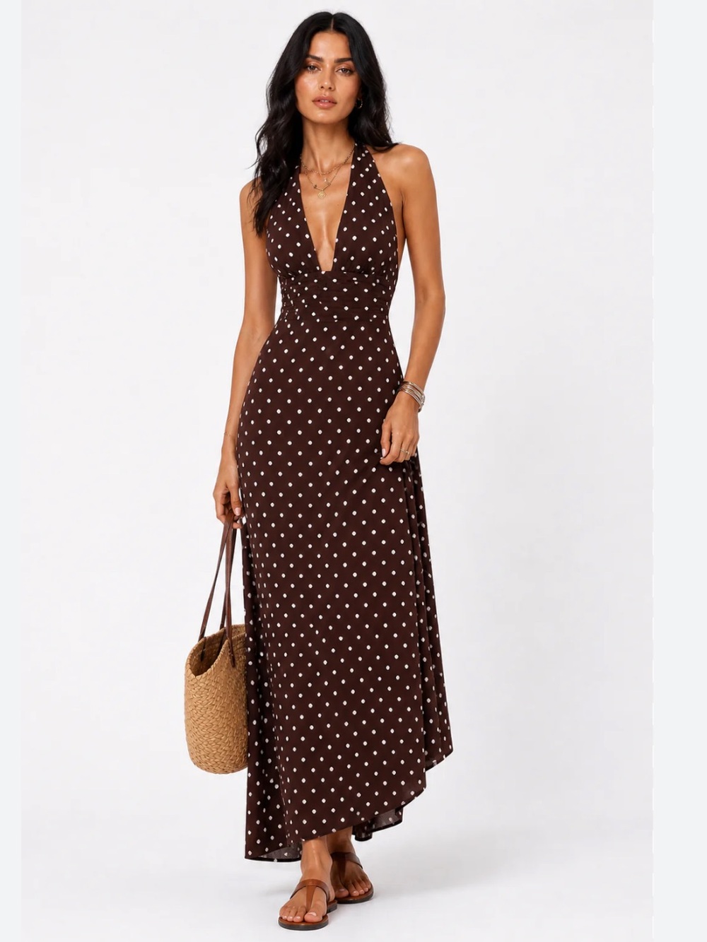vintage Laura Ashley Rust Polka Dot Midi Dress - Picture 12 of 12